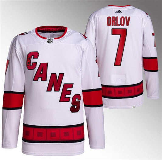 Men's Carolina Hurricanes #7 Dmitry Orlov White Stitched Hockey Jersey