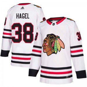 Men's Chicago Blackhawks #38 Brandon Hagel Authentic Away White Jersey