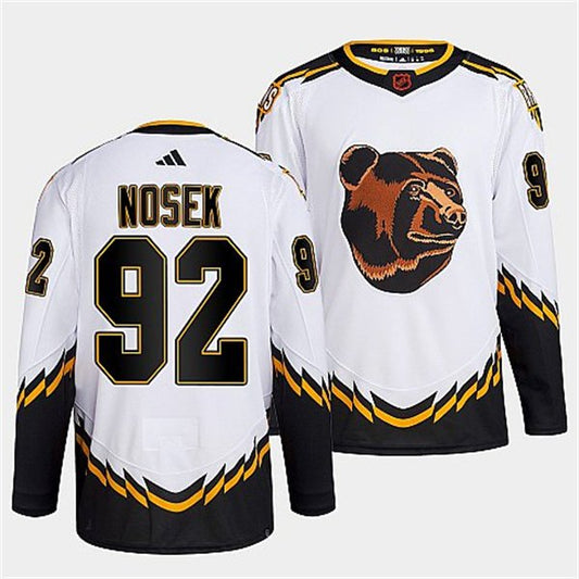 Custom Boston Bruins #92 Tomas Nosek 2022 White Reverse Retro 2.0 Stitched Hockey Jersey