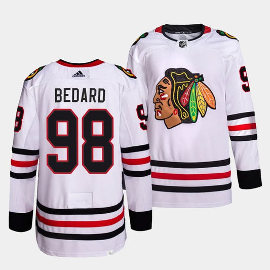 Chicago Blackhawks #98 Connor Bedard White Away Authentic Stitched Hockey Jersey