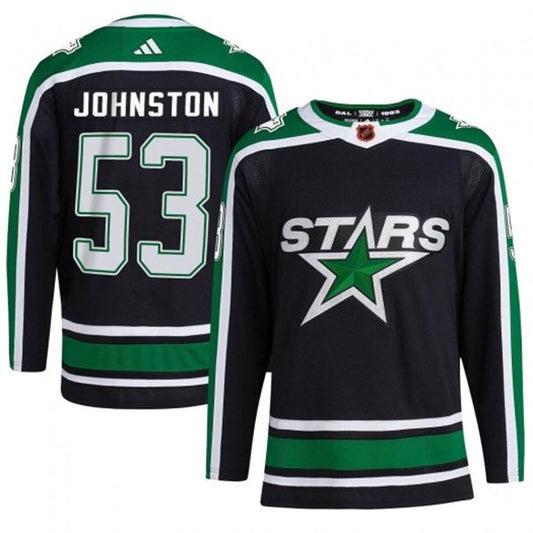 Men's Dallas Stars #53 Wyatt Johnston Black 2022-23 Reverse Retro Stitched Hockey Jersey