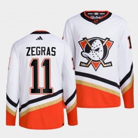 Men's Anaheim Ducks #11 Trevor Zegras White Reverse Retro 2.0 Stitched Hockey Jersey