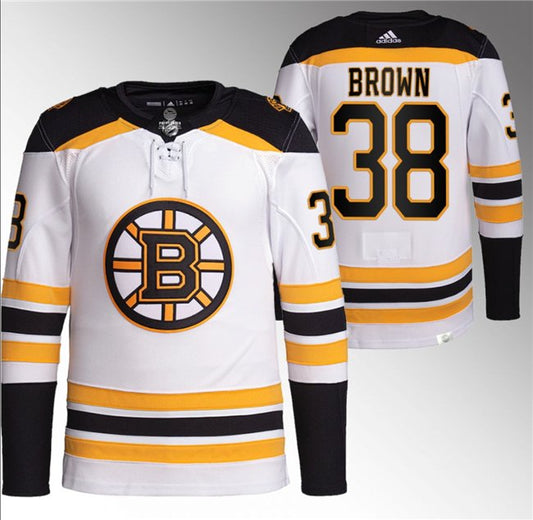 Boston Bruins #38 Patrick Brown White Stitched Hockey Jersey