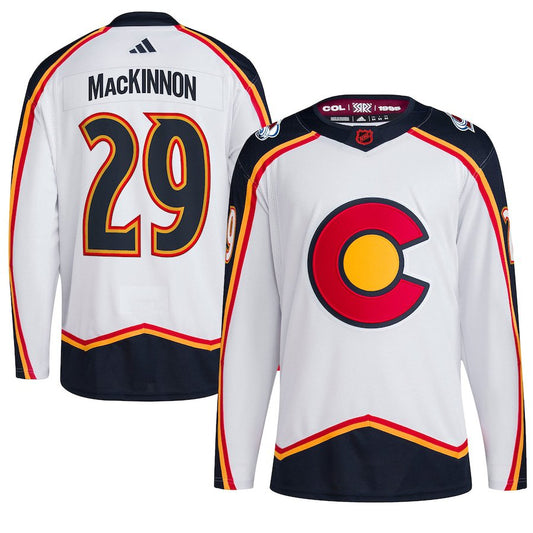 Men's Colorado Avalanche #29 Nathan MacKinnon White Reverse Retro 2.0 Stitched Hockey Jersey
