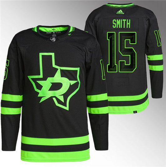 Men's Dallas Stars #15 Craig Smith Black Stitched Hockey Jersey
