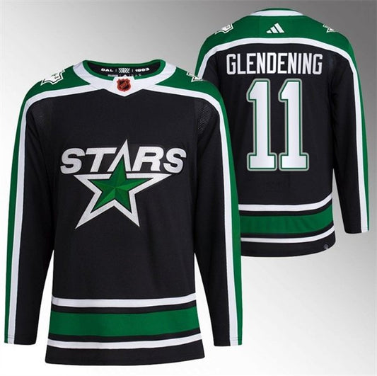 Men's Dallas Stars #11 Luke Glendening Black 2022-23 Reverse Retro Stitched Hockey Jersey