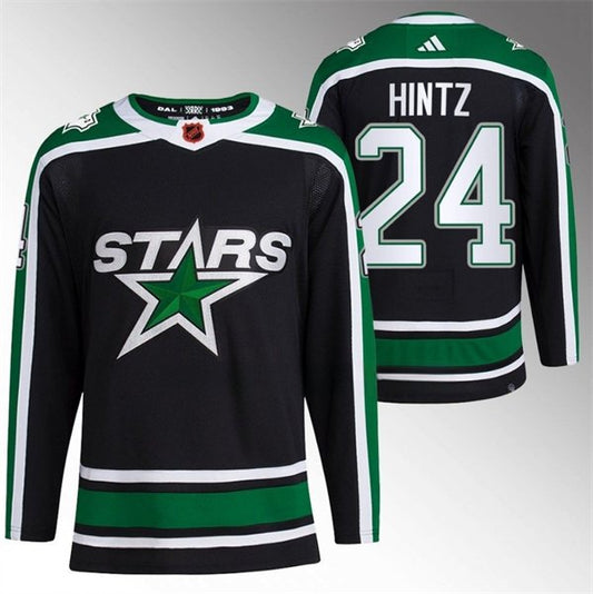 Men's Dallas Stars #24 Roope Hintz Black 2022-23 Reverse Retro Stitched Hockey Jersey